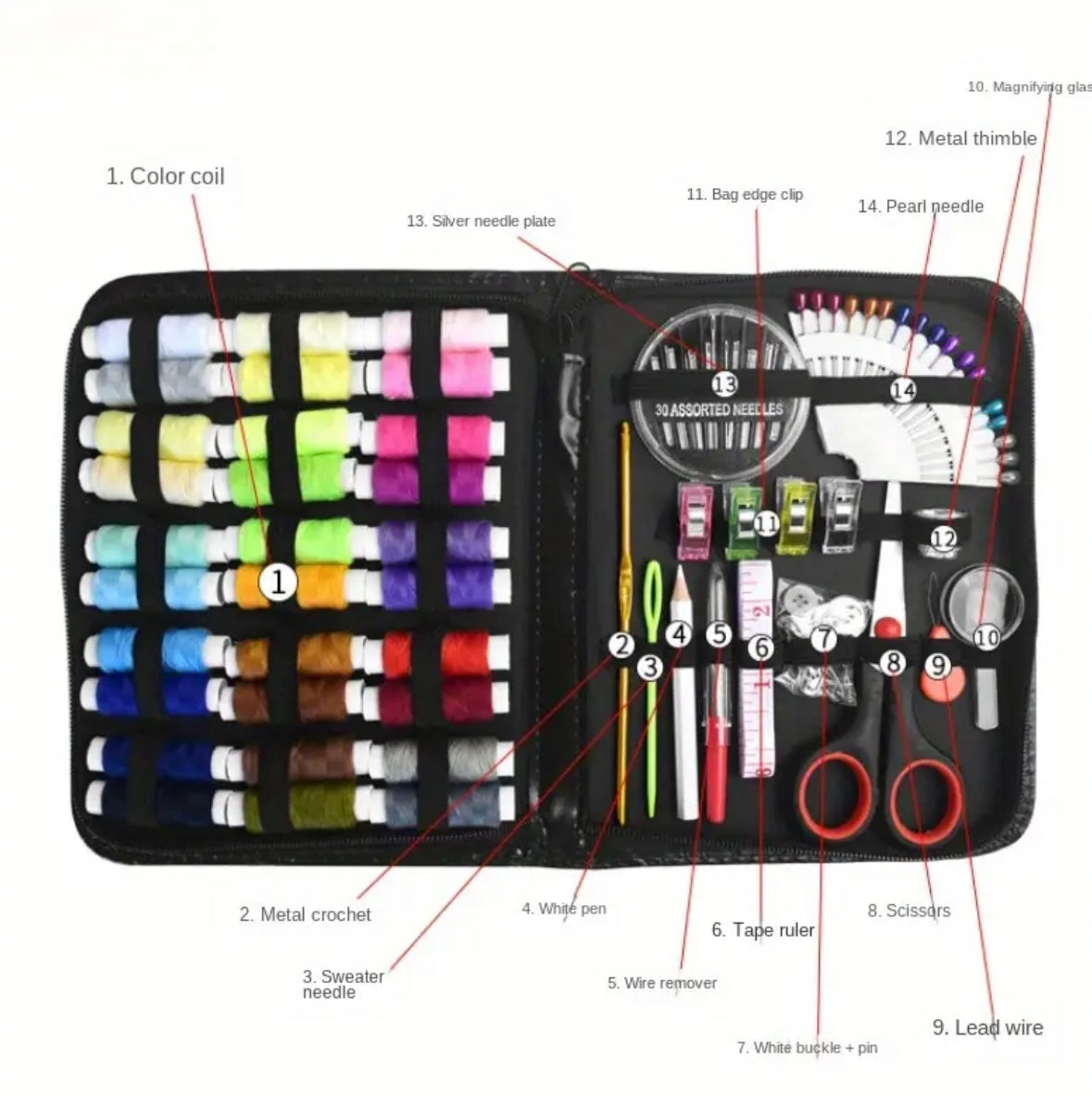 Kit da Cucito Deluxe 100 Pezzi – 30 Colori di Filo Vivaci per Ogni Tuo Progetto