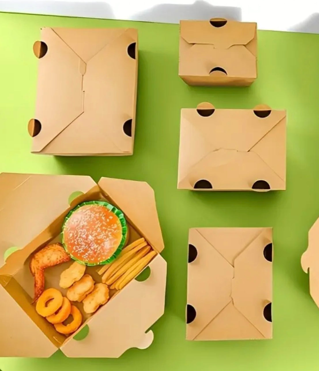 Scatole per Alimenti in Carta Kraft a Doppio Contenitore – Takeaway a Prova di Perdite