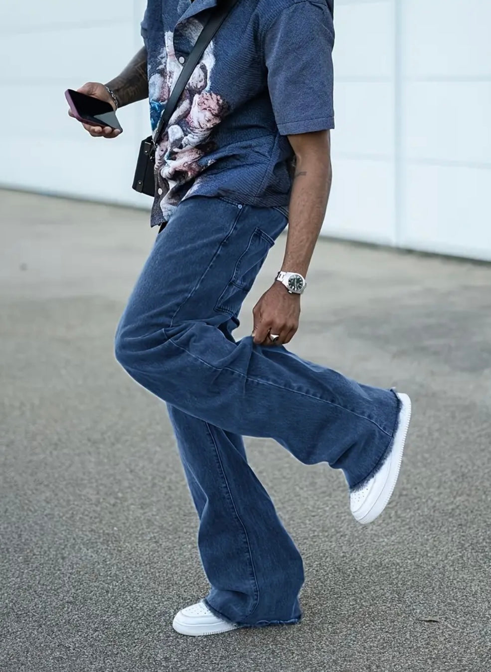 Jeans da Uomo Retrò Lavati con Orlo Grezzo