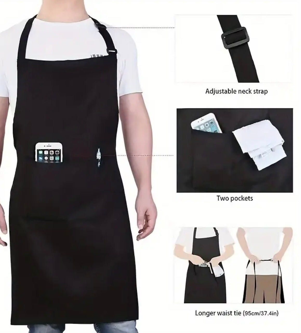 Set da 2/4 Grembiuli da Cucina Personalizzabili – Resistenti, Regolabili e Perfetti per Chef Casalinghi