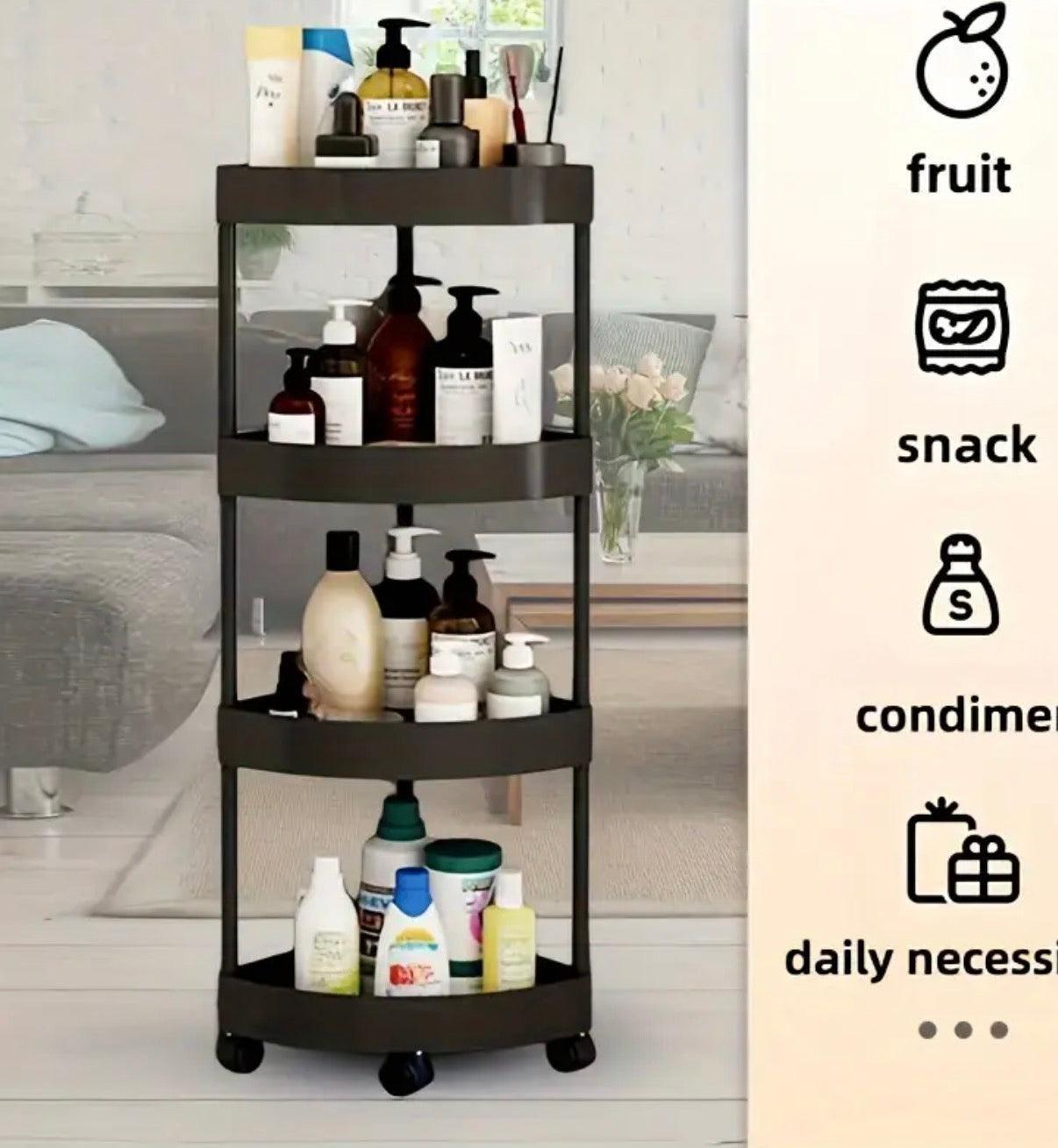 Carrello portaoggetti a quattro livelli con ruote