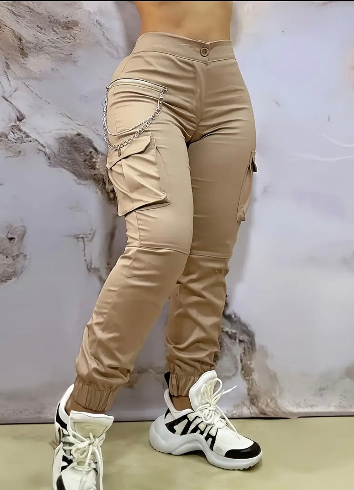 Pantaloni Cargo a Vita Alta da Donna