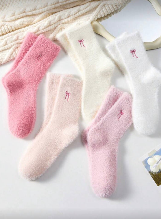 2/4 paia di calzini da donna con fiocco e cuore