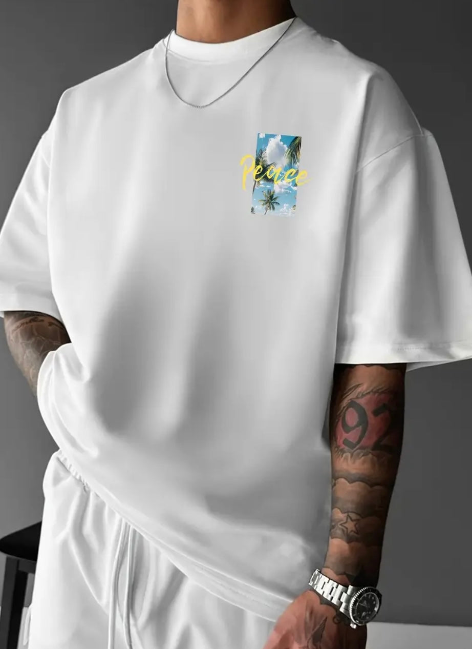 Maglietta Uomo con Grafica Peace, Paradise"