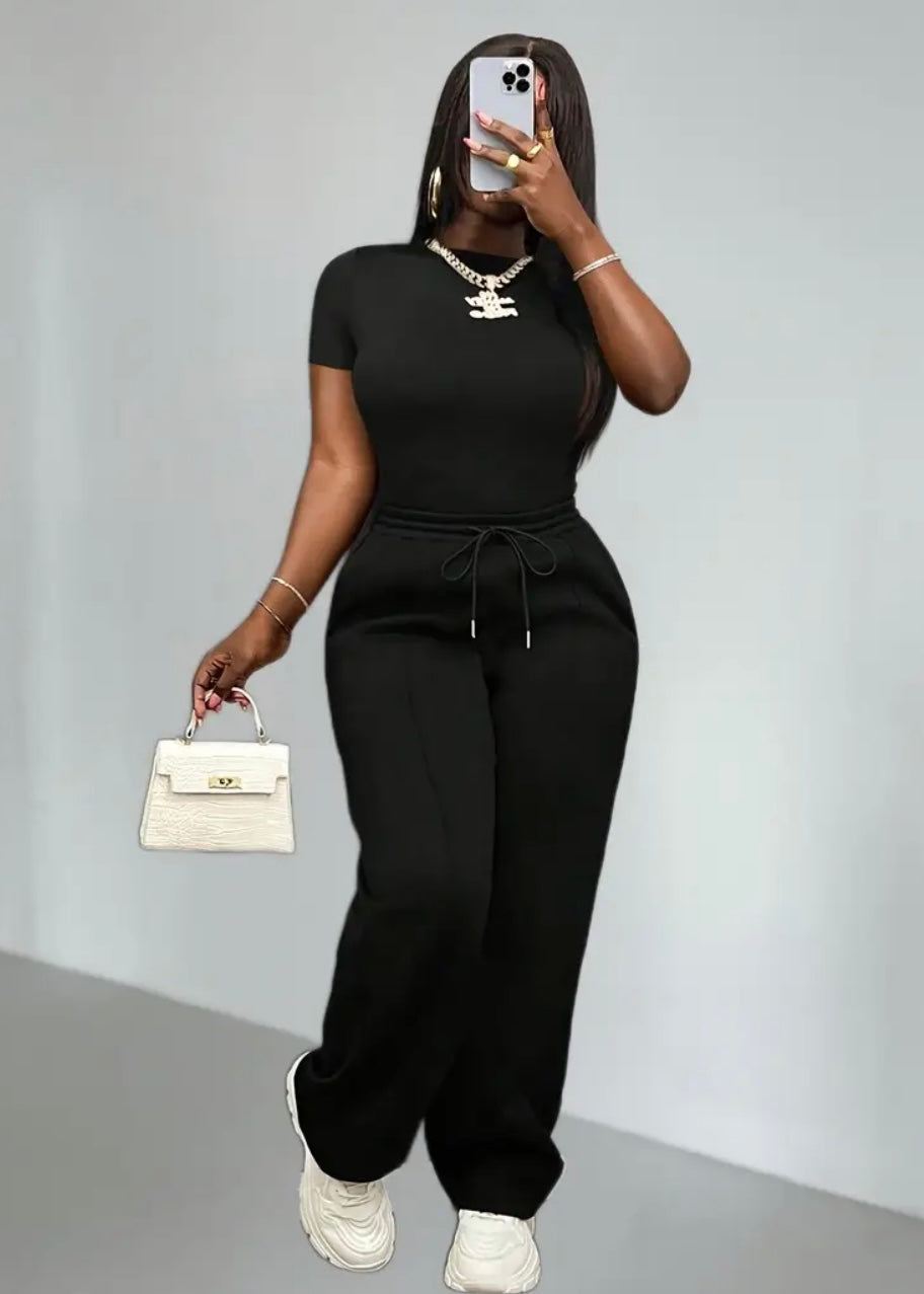 Set Elegante con Pantaloni a Gamba Larga e Coulisse