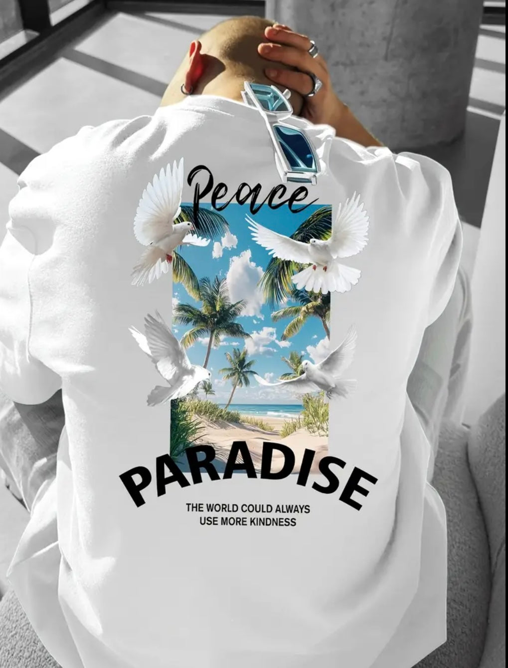Maglietta Uomo con Grafica Peace, Paradise"