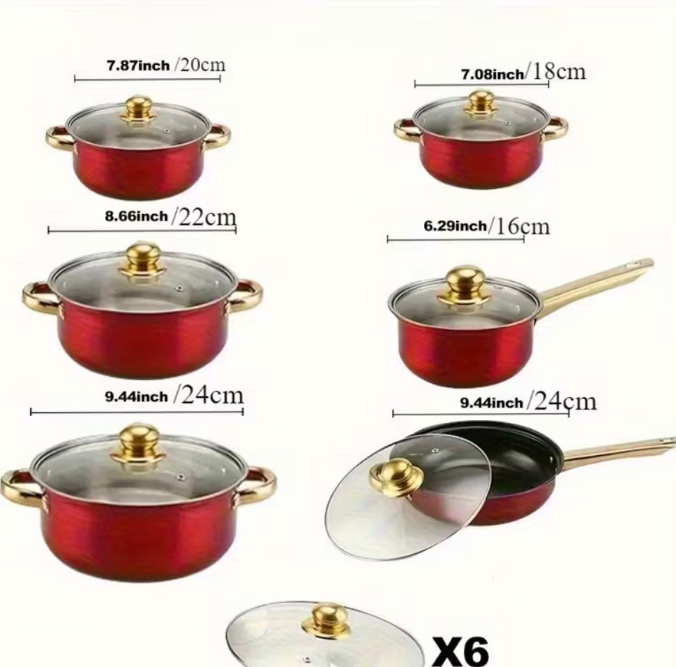 Il rosso che accende la tua cucina - 6 pentole antiaderenti in acciaio