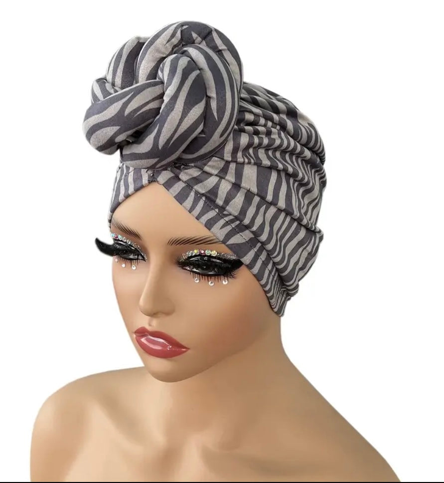 Turbante con Stampa Zebrata