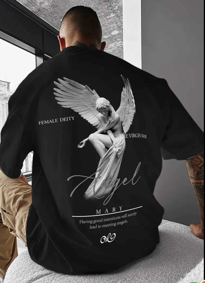 T-Shirt Uomo Estiva con Grafica Angelo