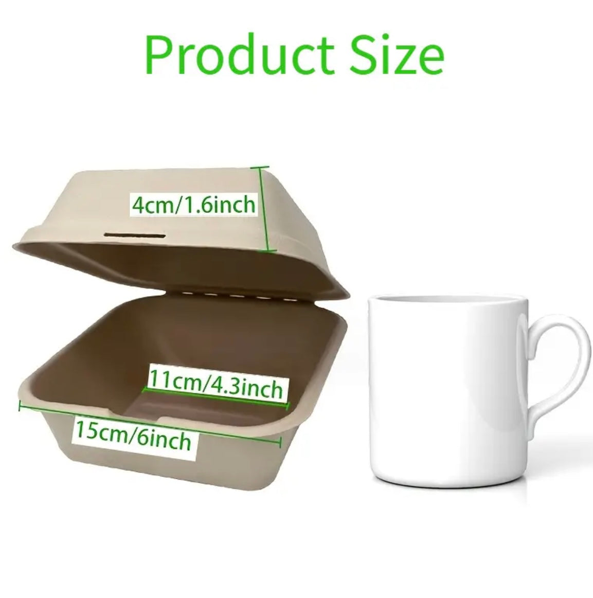 Set da 50/100 Contenitori Usa e Getta per Hamburger e Cibo da Asporto – Design a Scomparsa in Paglia di Grano