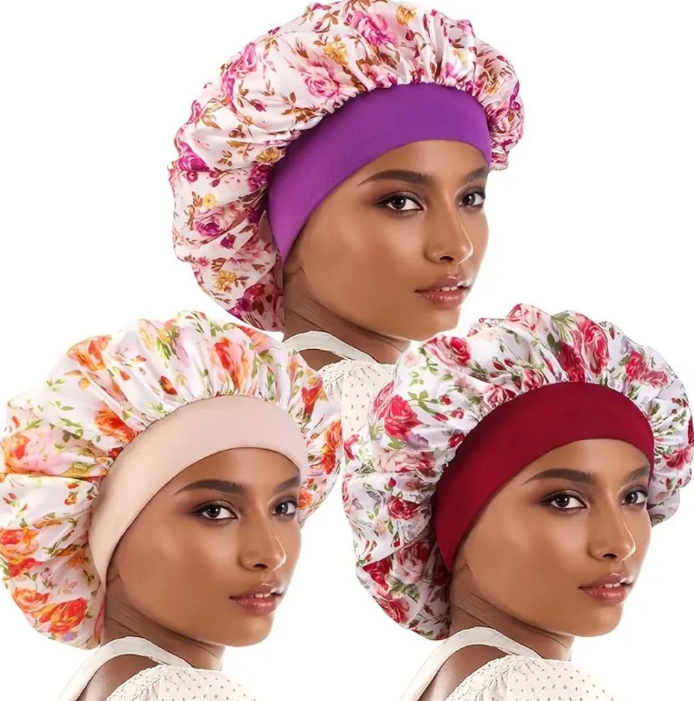 Set 3 Bonnet con Stampa Floreale