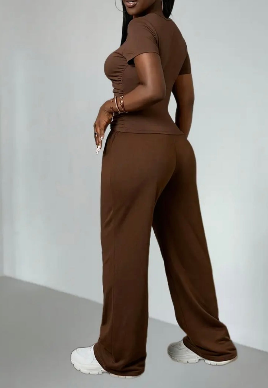 Set Elegante con Pantaloni a Gamba Larga e Coulisse