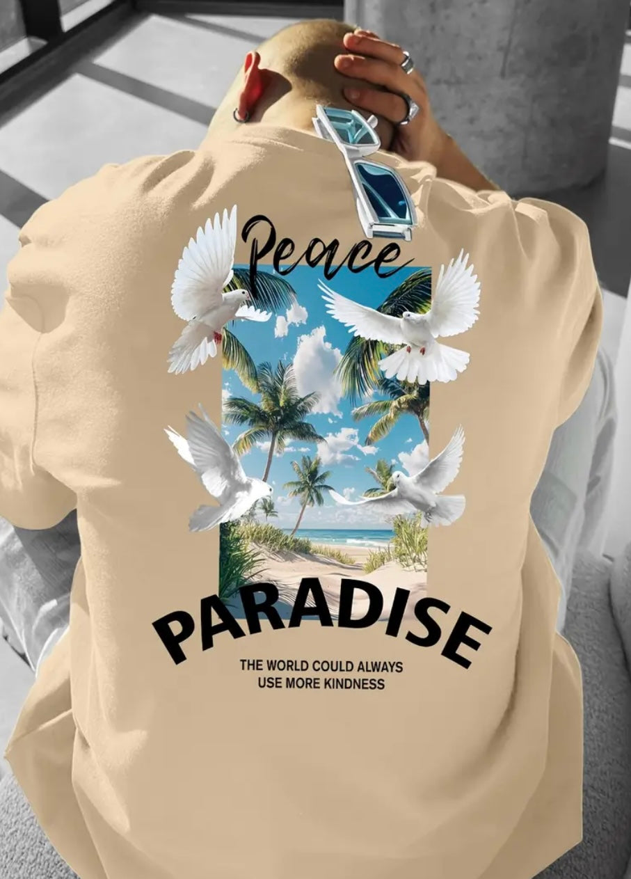 Maglietta Uomo con Grafica Peace, Paradise"