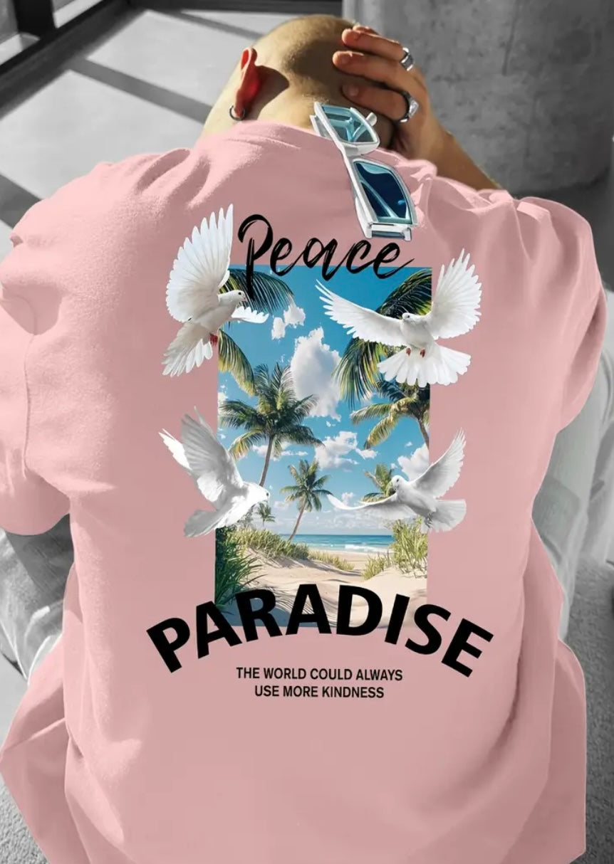Maglietta Uomo con Grafica Peace, Paradise"