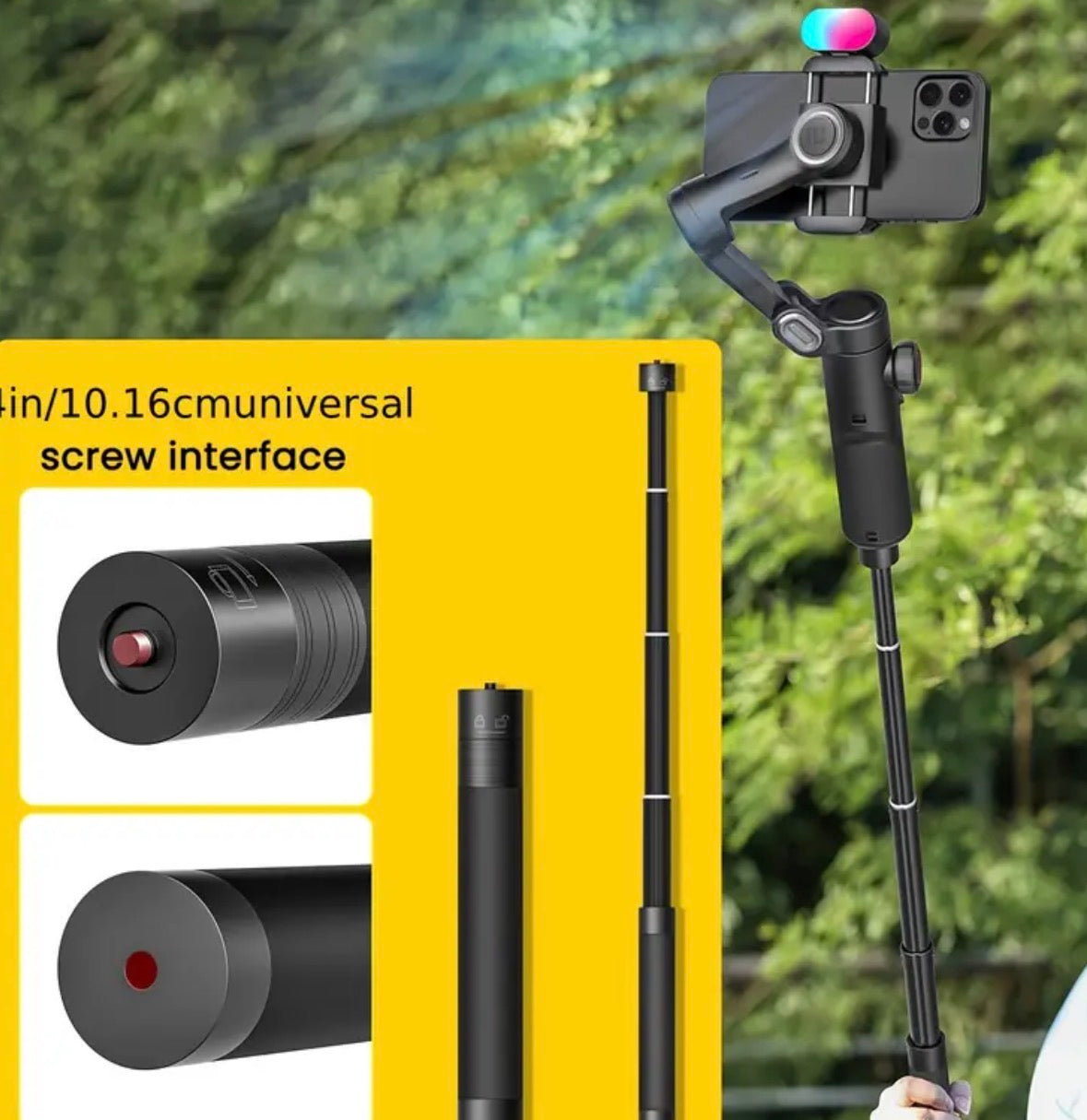 AOCHUAN Stabilizzatore Gimbal per Telefono Antivibrazione Tracciamento Automatico Asta Selfie Portatile per Fotografia da Viaggio