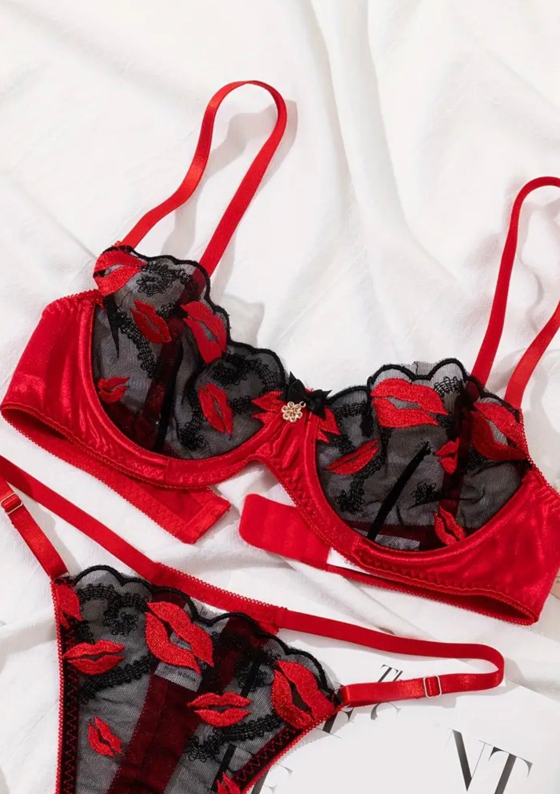 Set di lingerie sexy con motivo floreale