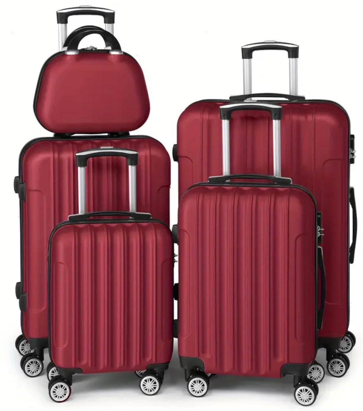 5 pezzi Set di bagagli leggeri con ruote a gomiti, valigia da viaggio in ABS (12/16/20/24/28 pollici) - Viaggi e lavoro