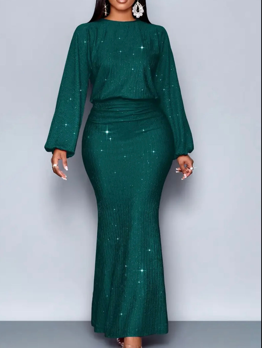 Abito midi a corpo con paillettes verdi eleganti per donne