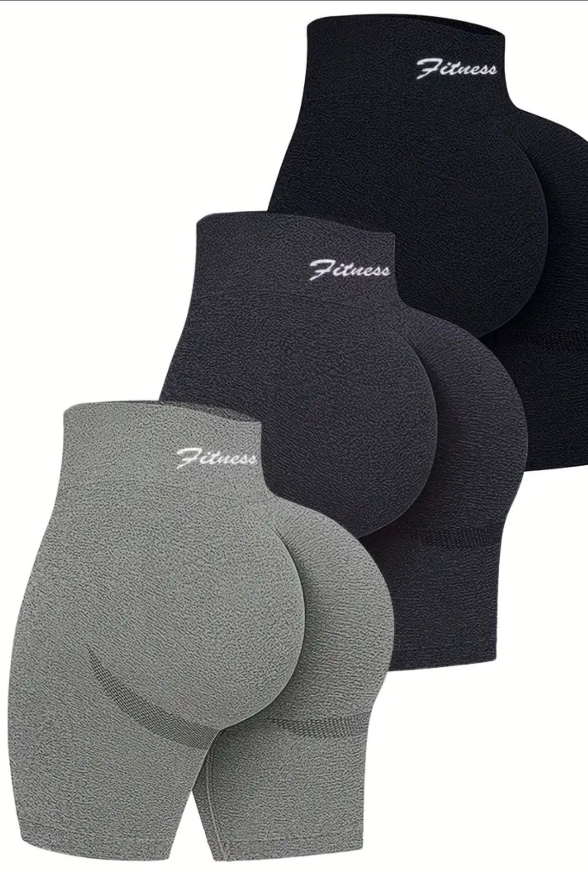 3pezzo Pantaloncini da atletica da donna con stampa lettera "Fitness