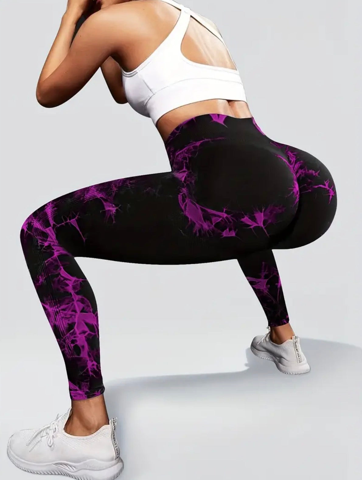 4pz Leggings da Yoga a Vita Alta Tie-Dye per Donne