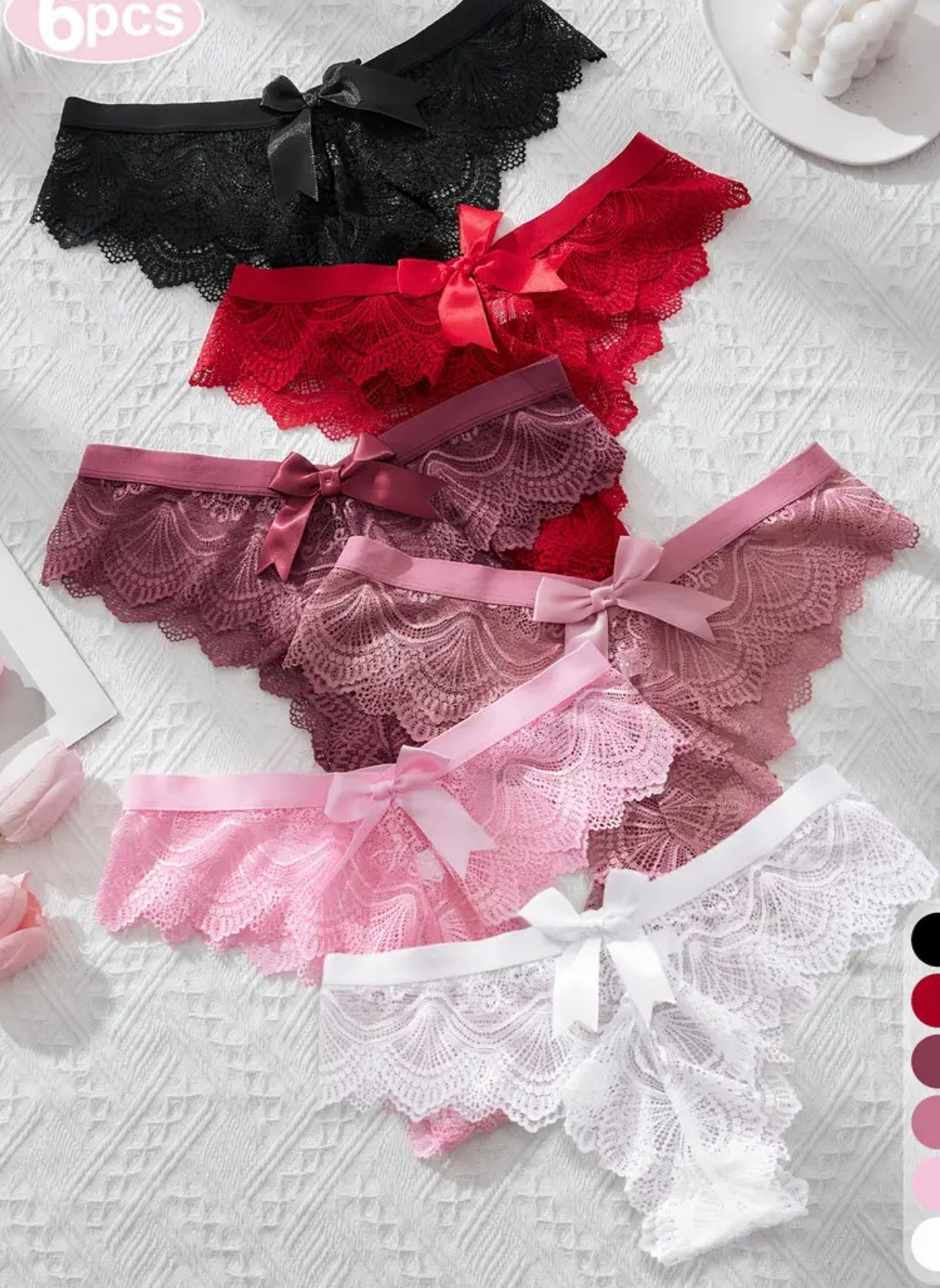 6pcs Set di lingerie da donna - Dettaglio di pizzo sexy