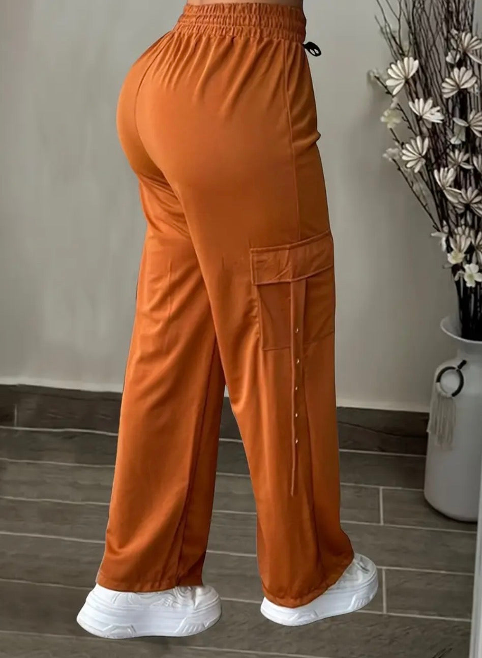 Pantaloni cargo casual da donna con cintura regolabile - Vestibilità dritta e rilassata