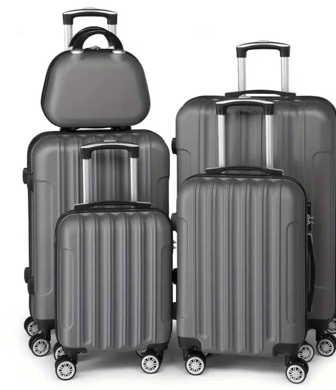 5 pezzi Set di bagagli leggeri con ruote a gomiti, valigia da viaggio in ABS (12/16/20/24/28 pollici) - Viaggi e lavoro