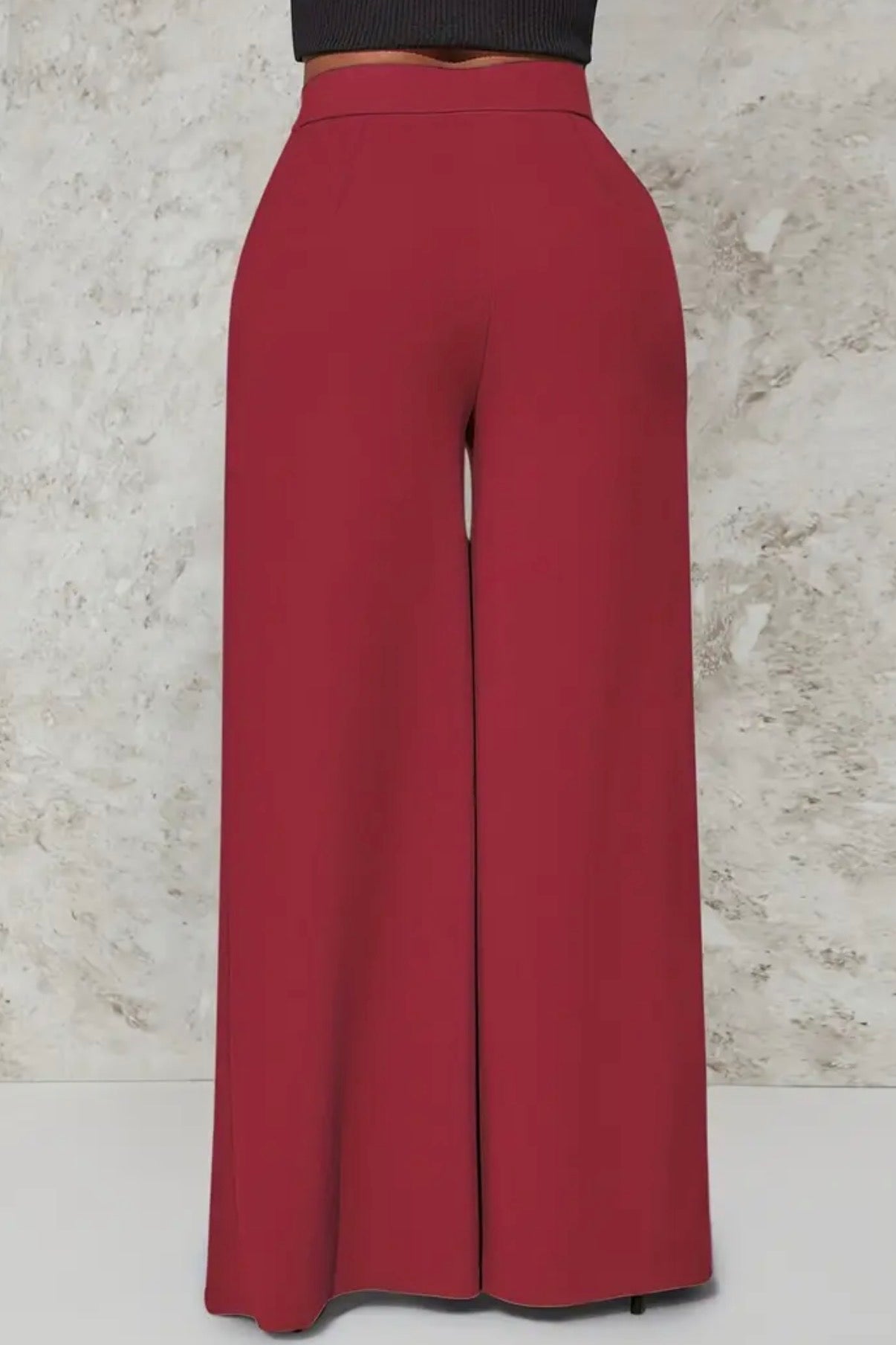 Pantaloni a Gamba Larga e Vita Alta da Donna | Elegante Misto Poliestere Nero