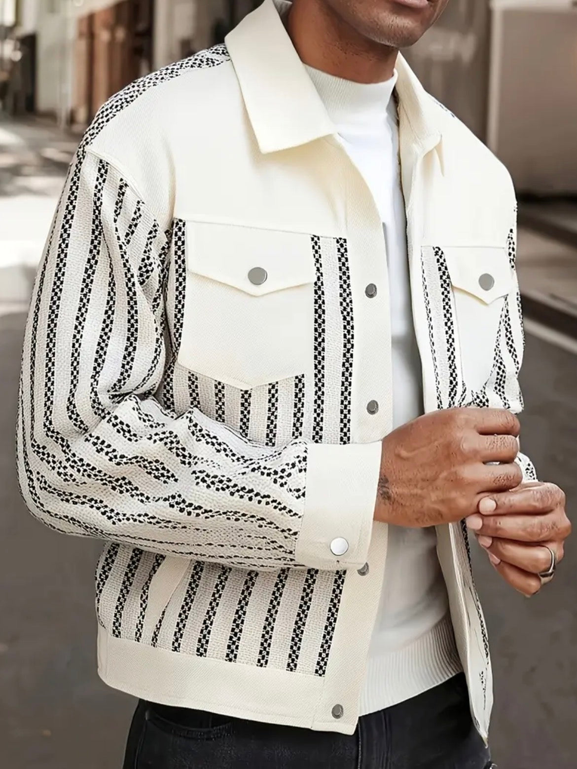 Giacca bomber autunale da uomo con righe