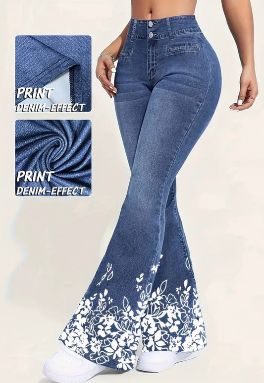 Pantaloni a Zampa d'Elefante a Vita Alta e Gamba Larga