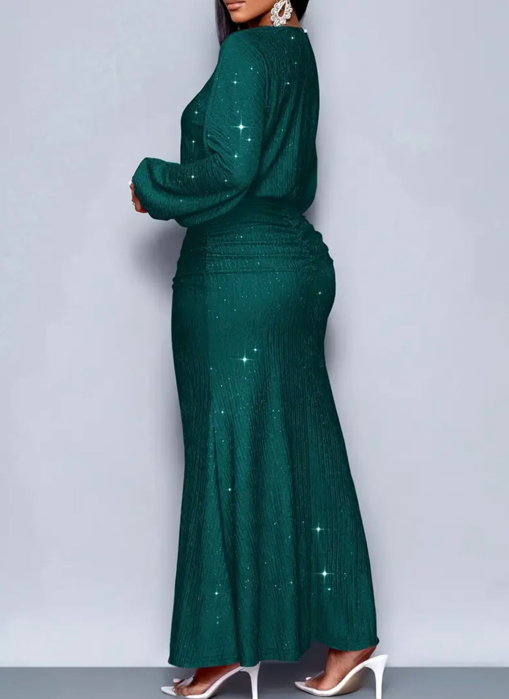 Abito midi a corpo con paillettes verdi eleganti per donne