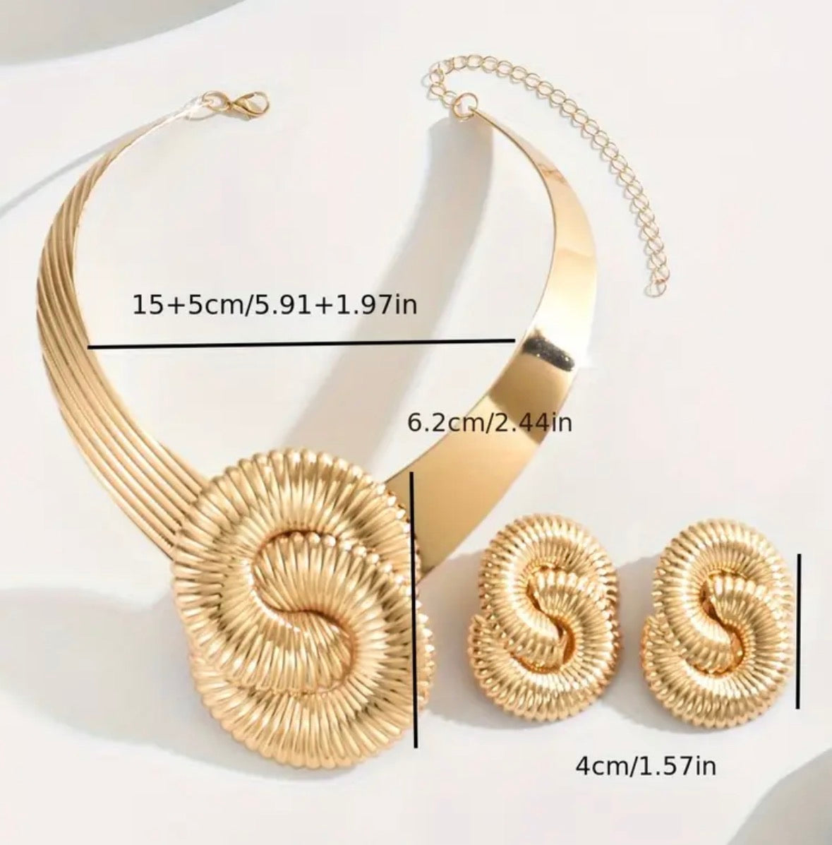 3 Pezzi Collana Choker Elegante in Metallo Dorato