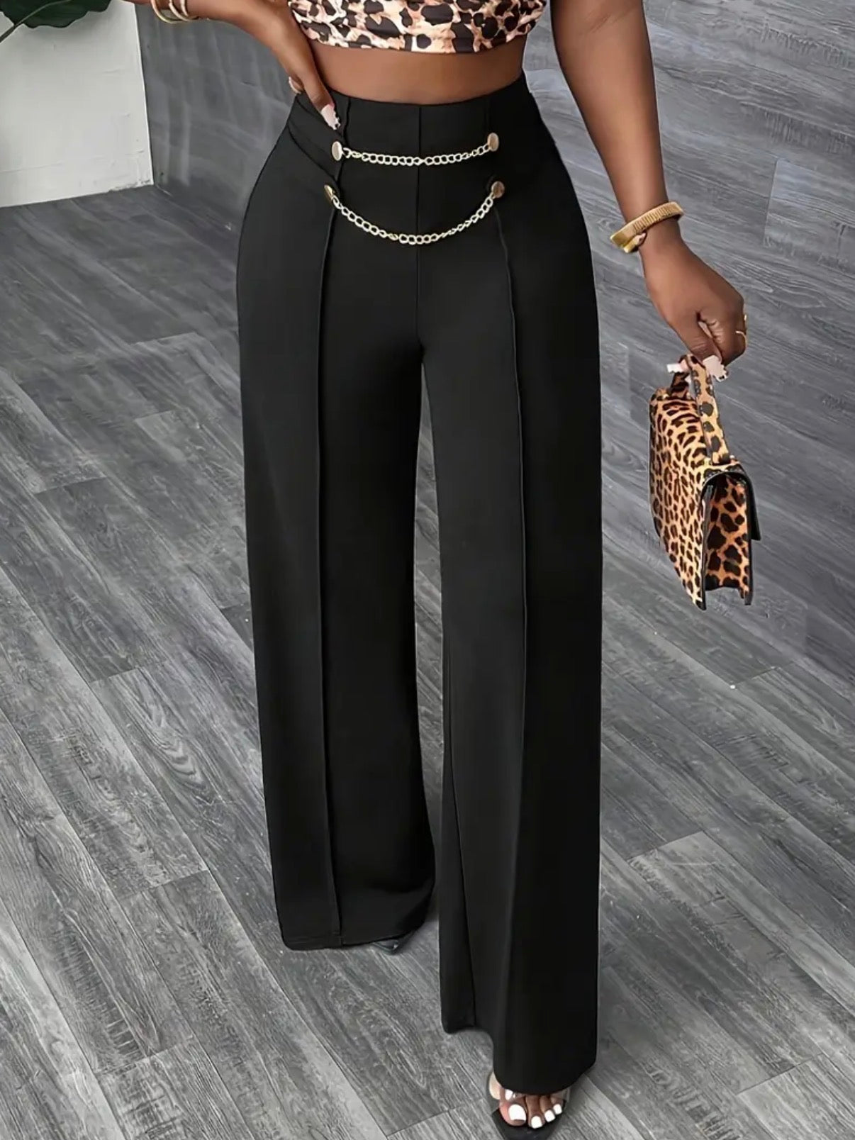 Pantaloni Eleganti da Donna a Vita Alta e Gamba Larga