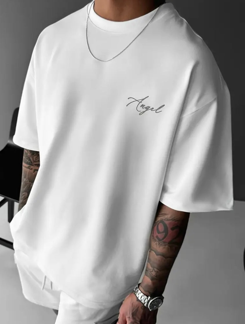 T-Shirt Uomo Estiva con Grafica Angelo