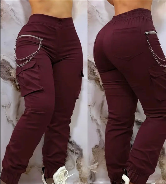 Pantaloni Cargo a Vita Alta da Donna