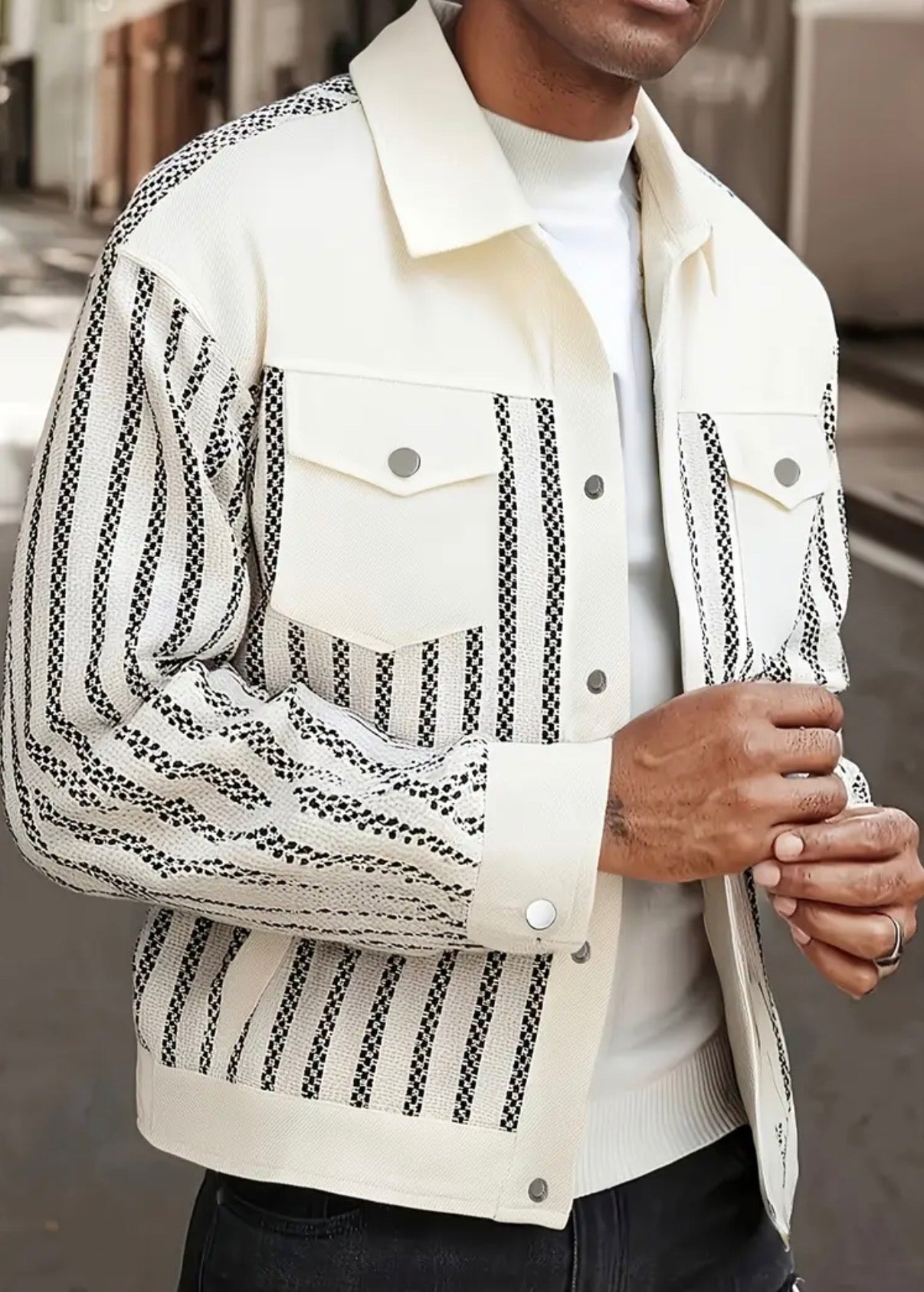 Giacca bomber autunale da uomo con righe