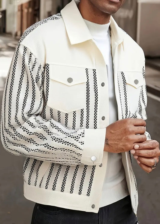 Giacca bomber autunale da uomo con righe