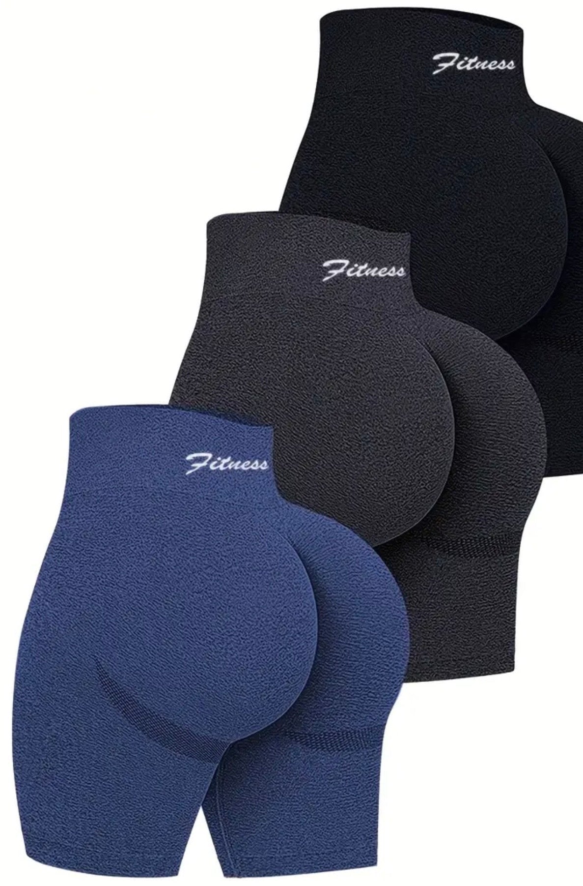 3pezzo Pantaloncini da atletica da donna con stampa lettera "Fitness