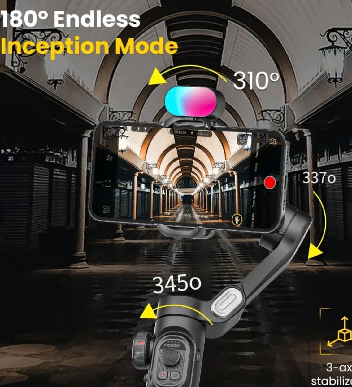AOCHUAN Stabilizzatore Gimbal per Telefono Antivibrazione Tracciamento Automatico Asta Selfie Portatile per Fotografia da Viaggio