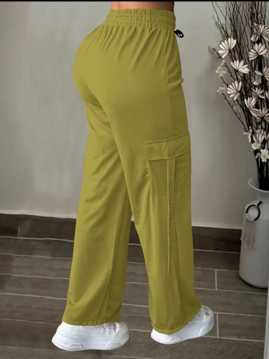 Pantaloni cargo casual da donna con cintura regolabile - Vestibilità dritta e rilassata
