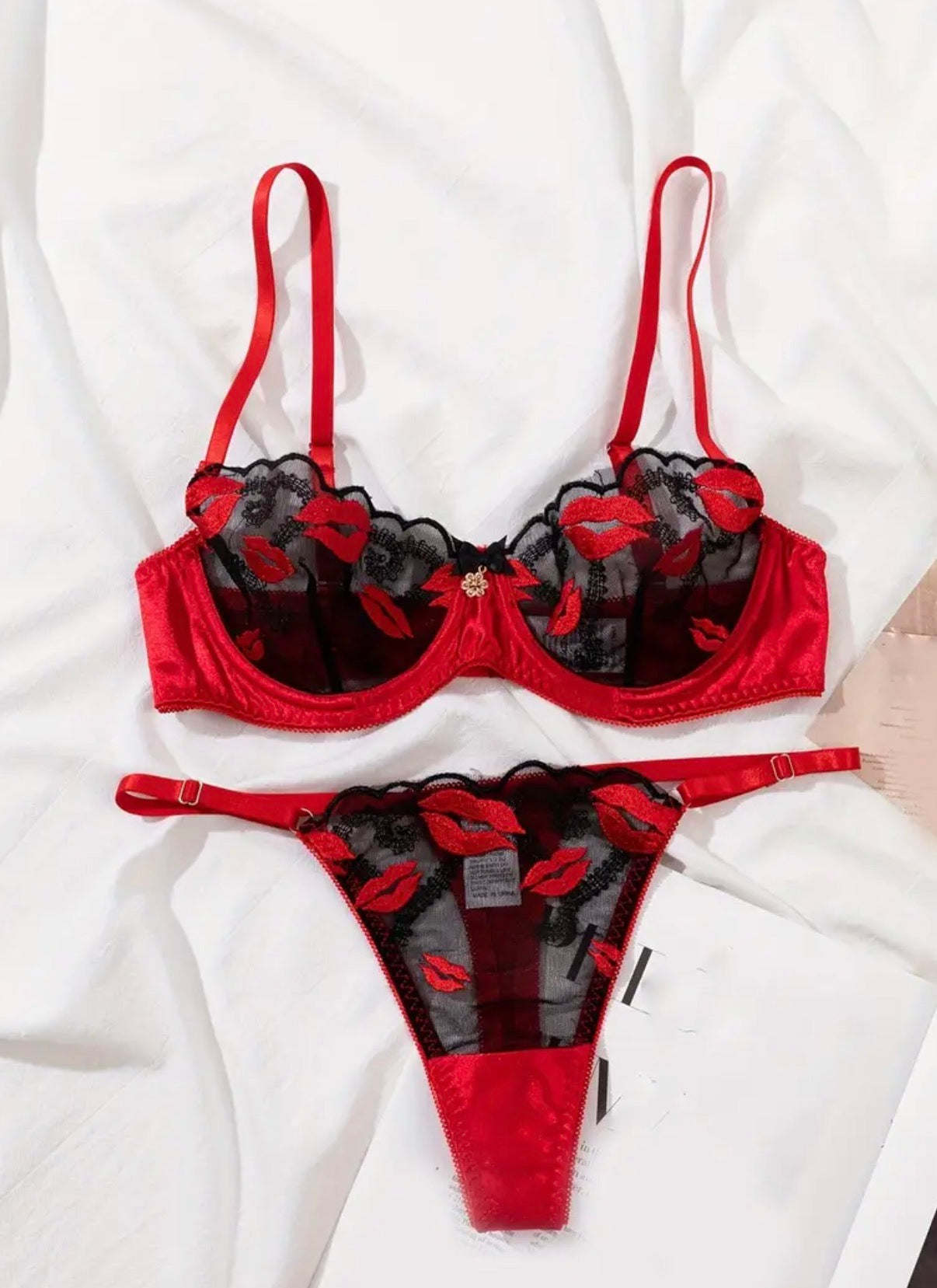 Set di lingerie sexy con motivo floreale