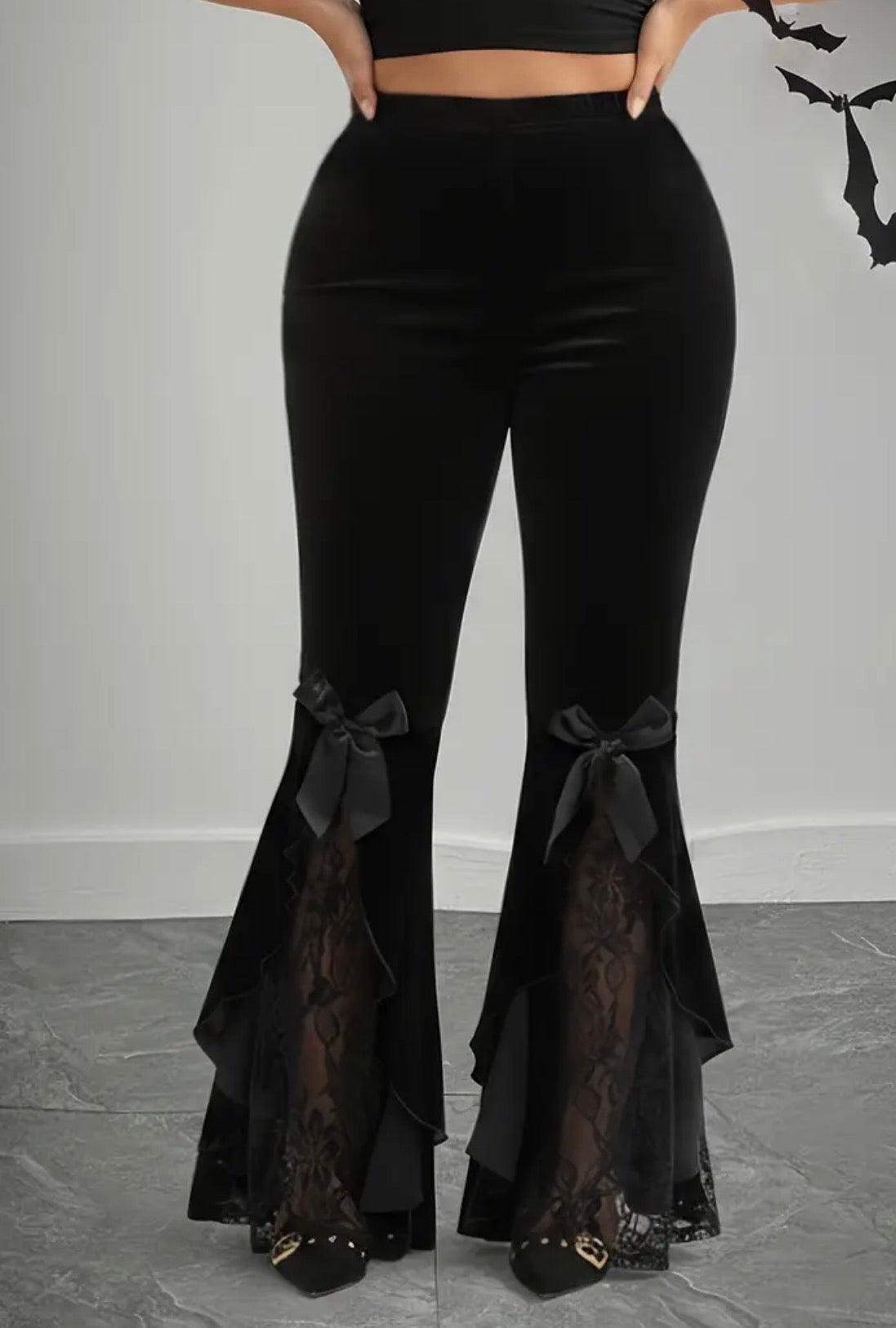 Pantaloni Eleganti in Pizzo Patchwork Taglie Forti