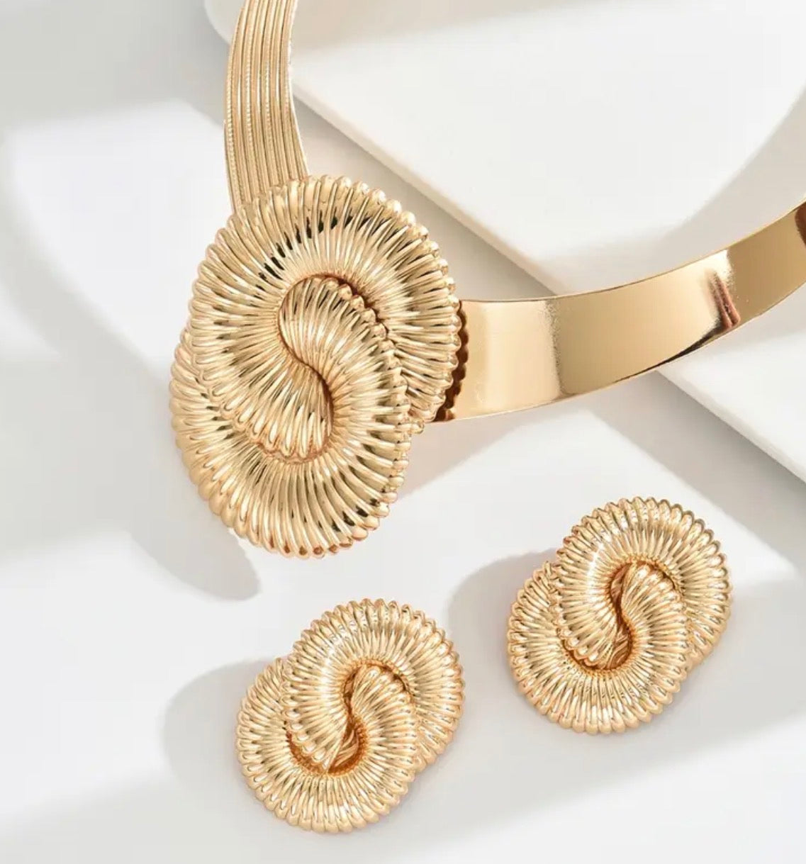 3 Pezzi Collana Choker Elegante in Metallo Dorato