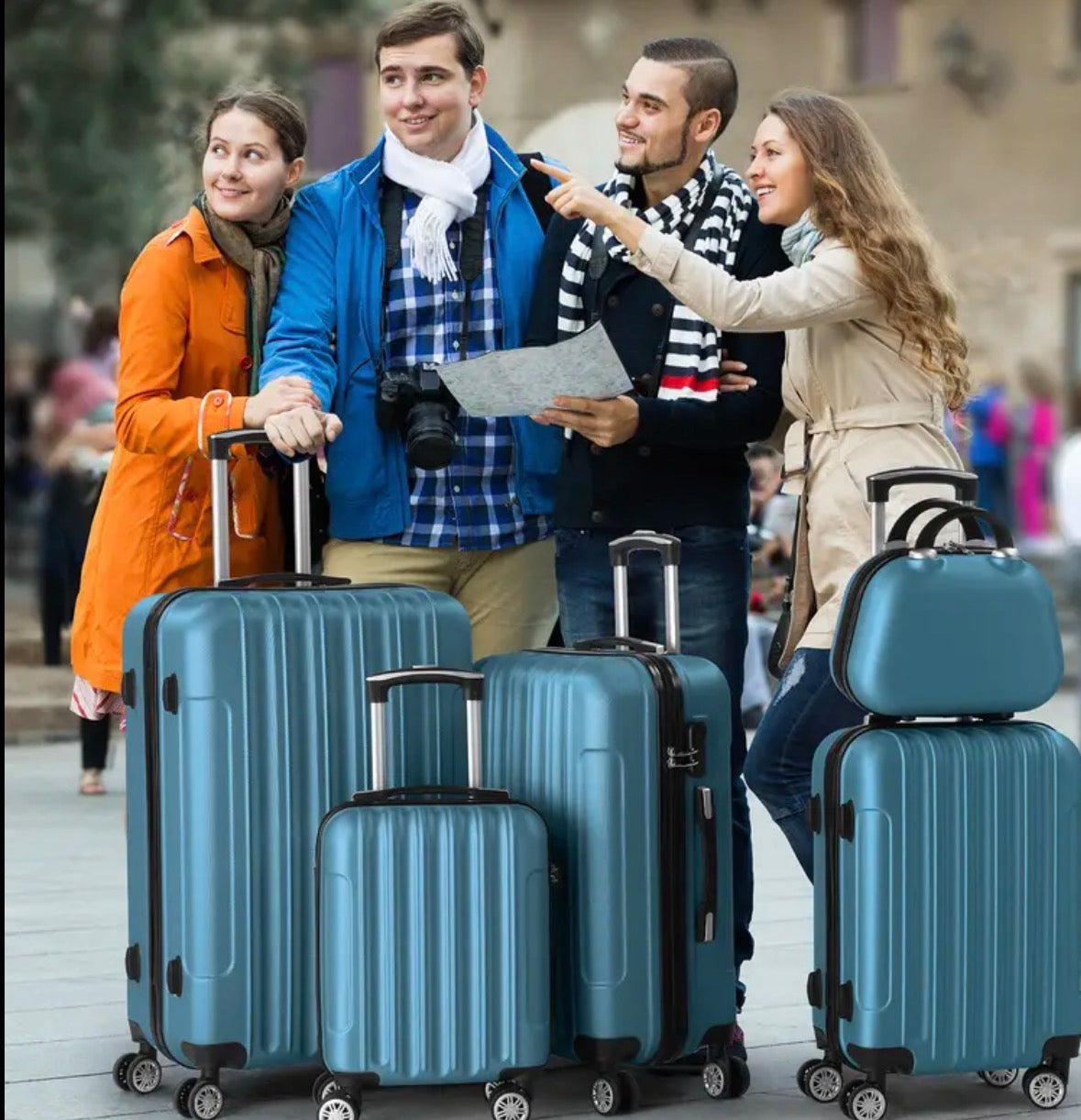 5 pezzi Set di bagagli leggeri con ruote a gomiti, valigia da viaggio in ABS (12/16/20/24/28 pollici) - Viaggi e lavoro