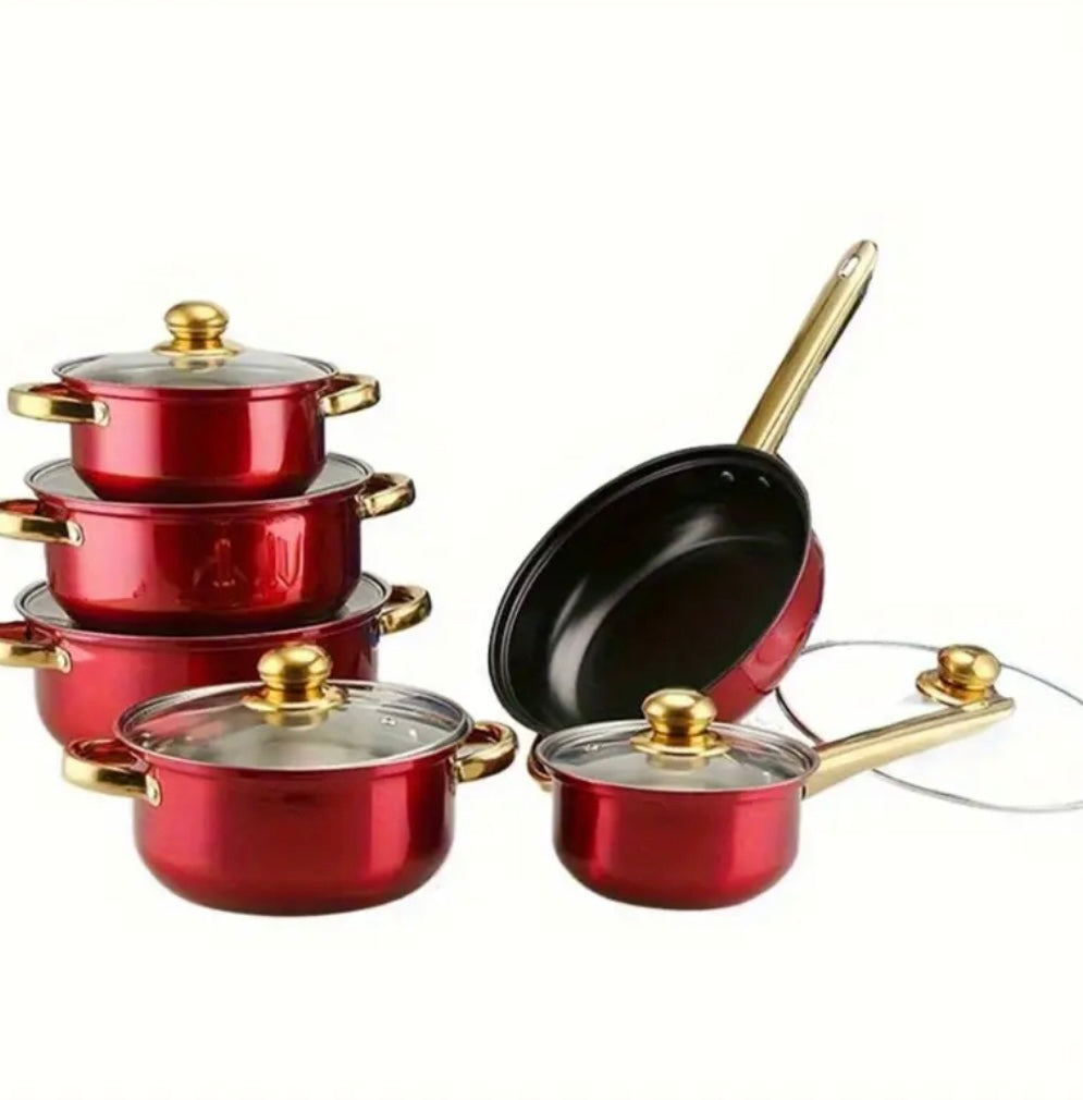 Il rosso che accende la tua cucina - 6 pentole antiaderenti in acciaio