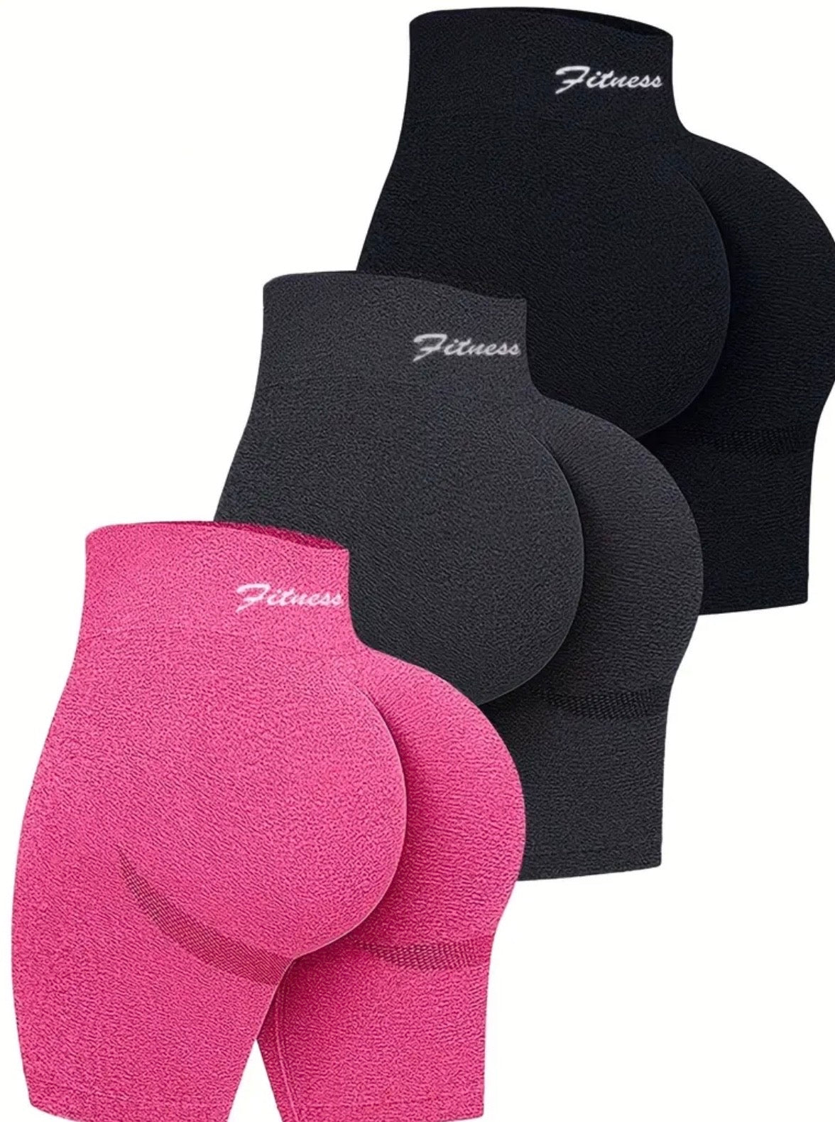 3pezzo Pantaloncini da atletica da donna con stampa lettera "Fitness