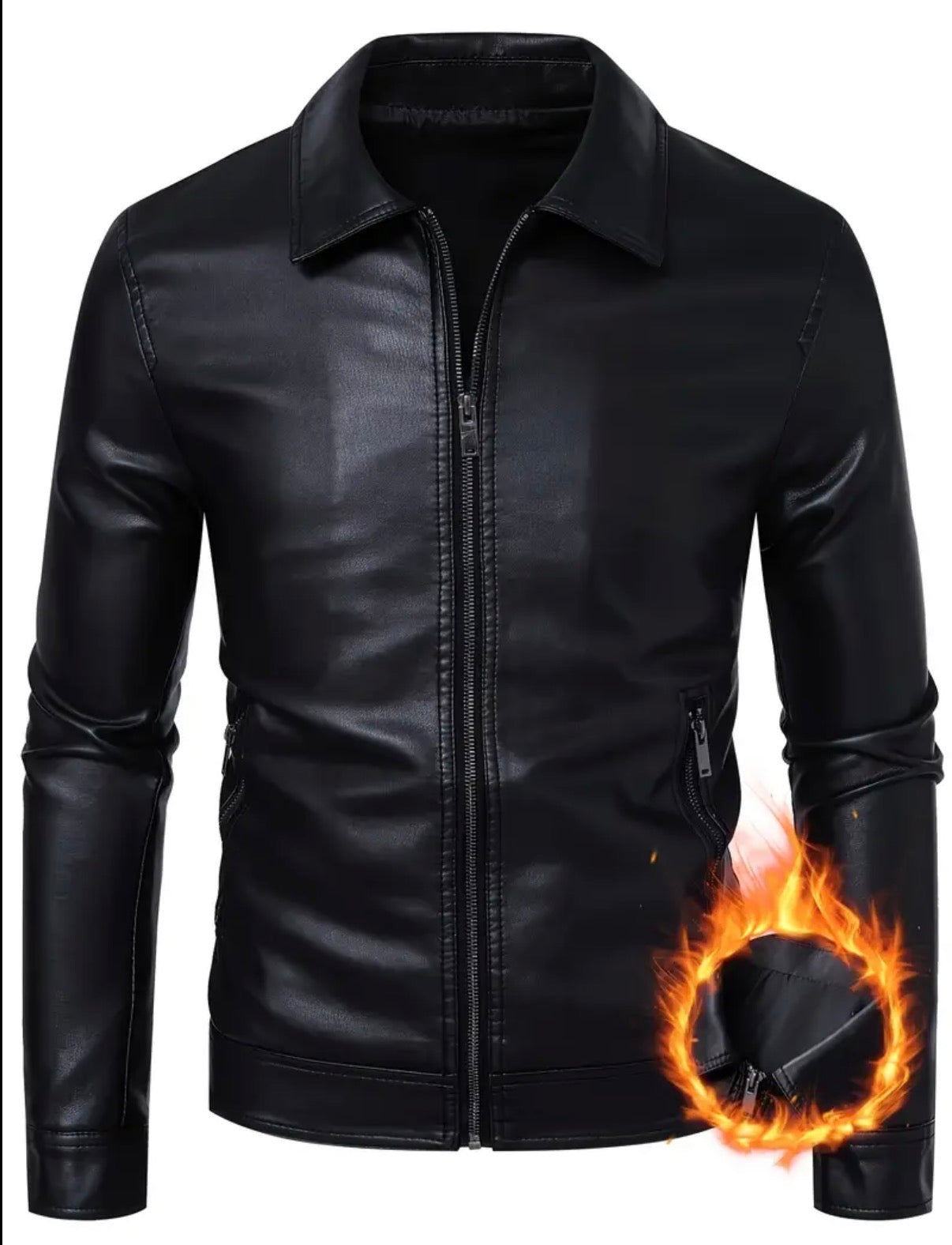 Giacca  casual da uomo slim-fit - Chiusura con cerniera morbida, poliestere di alta qualità, nera