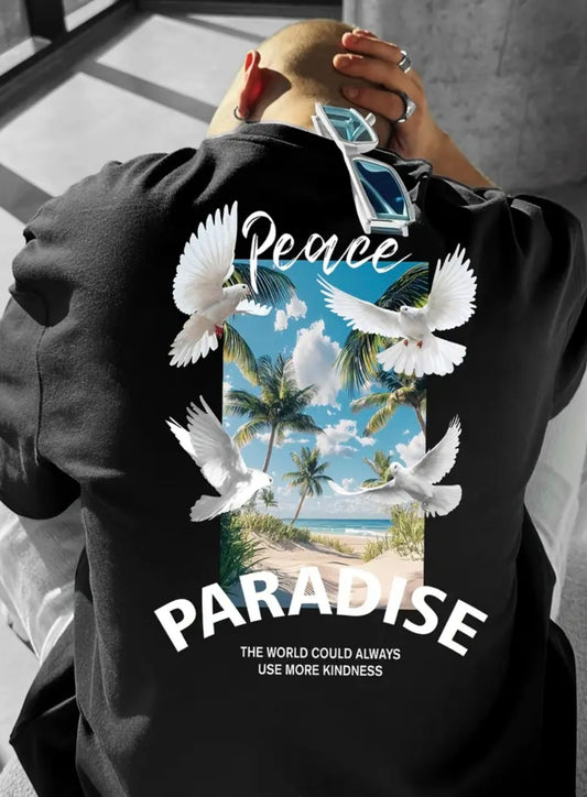 Maglietta Uomo con Grafica Peace, Paradise"