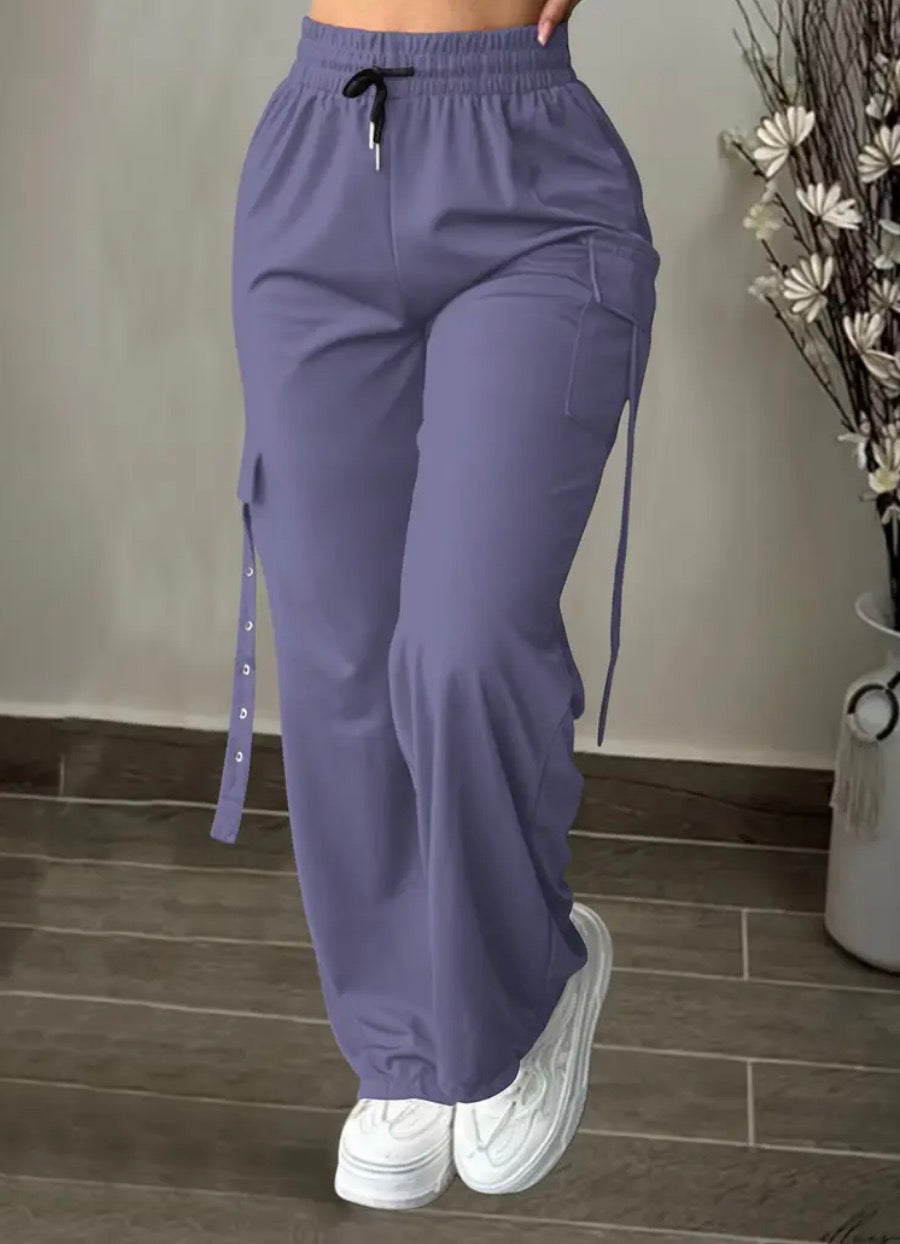 Pantaloni cargo casual da donna con cintura regolabile - Vestibilità dritta e rilassata