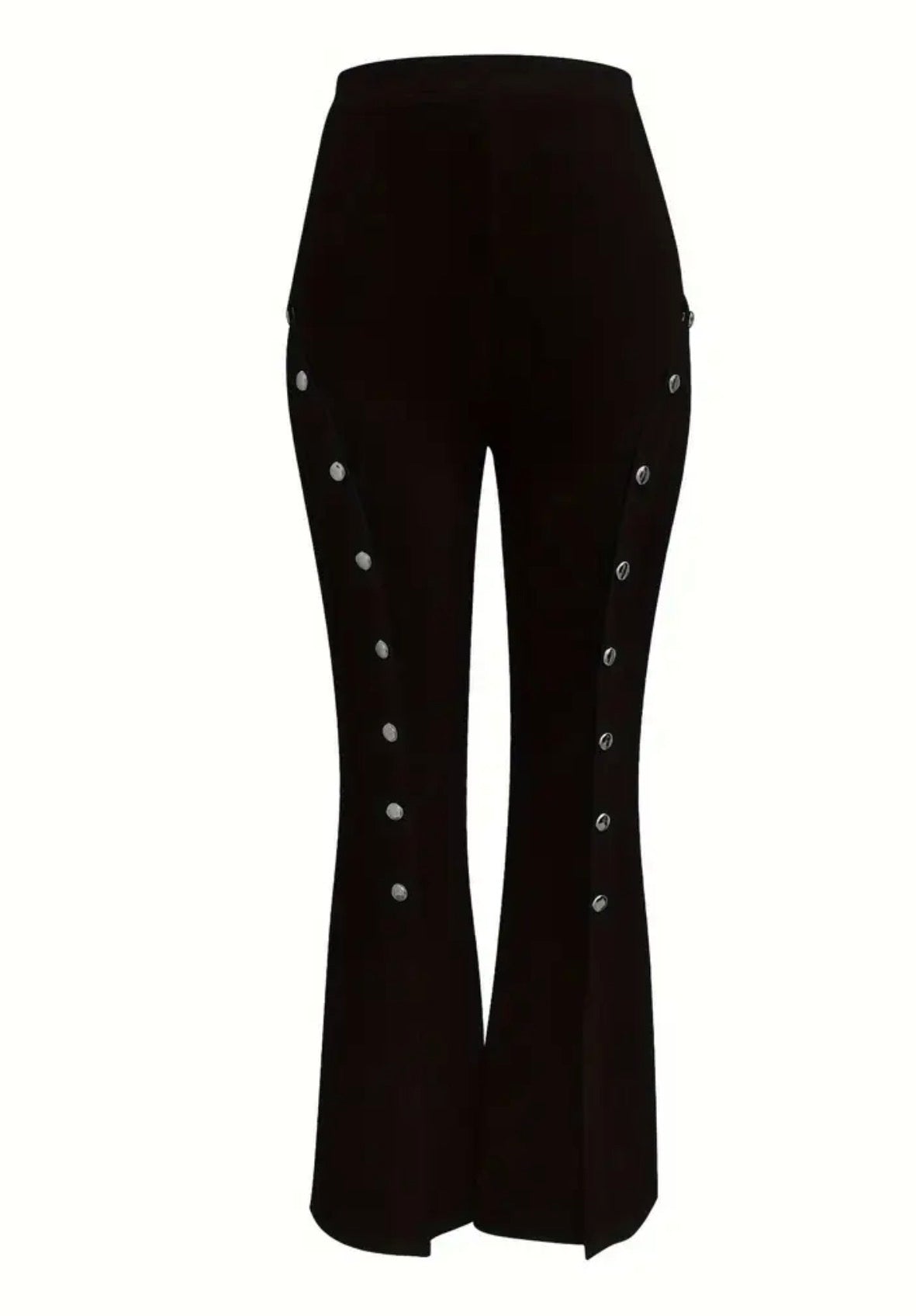 Pantaloni a gamba ampia con bottoni a tinta unita